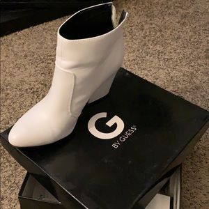 Guess White Faux Leather Booties
